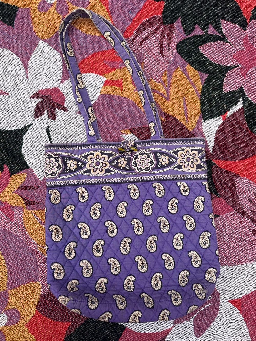 Vera Bradley Simply Violet Purple Quilted Paisley Shoulder Tote